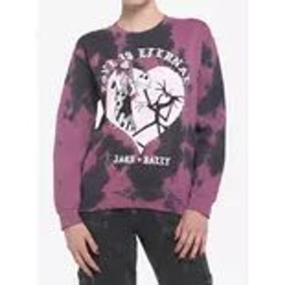 Disney Nightmare Before Christmas Jack Sally Tie Dye Sweatshirt Purple Large L